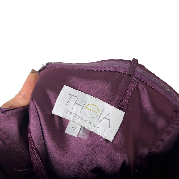 Theia Bridesmaid Cara Strapless Jumpsuit Sz 10 Wine - Picture 6 of 7